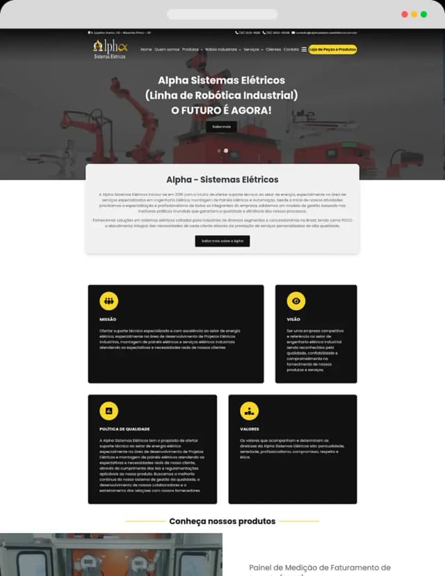 Site Alpha - Setor Sistemas Elétricos e Robótica