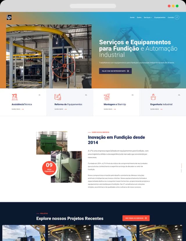 Site LP Fundição - Setor Automação e Fundição