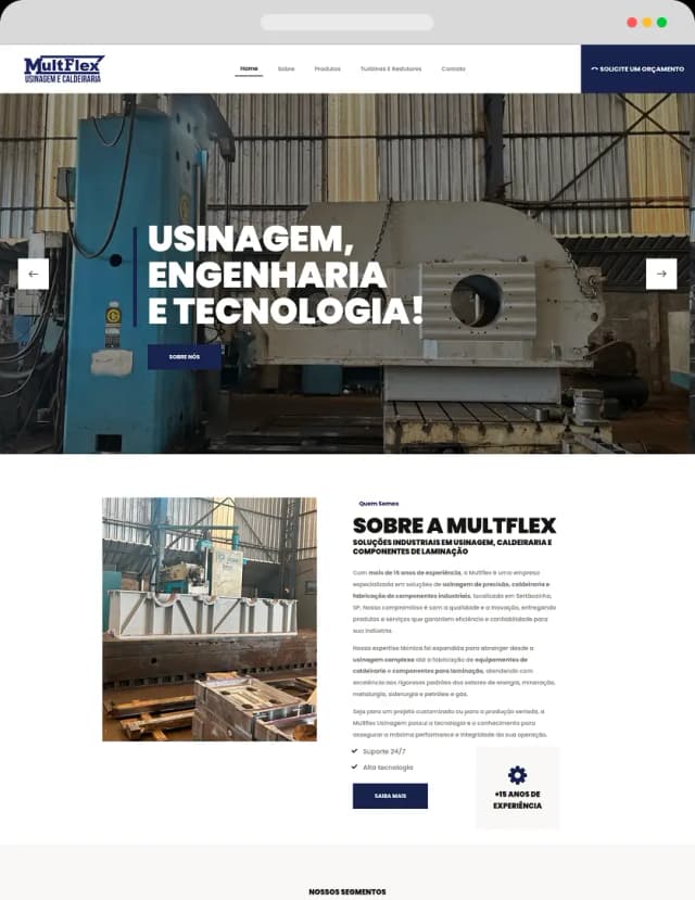 Site Multflex - Setor Usinagem e Caldeiraria