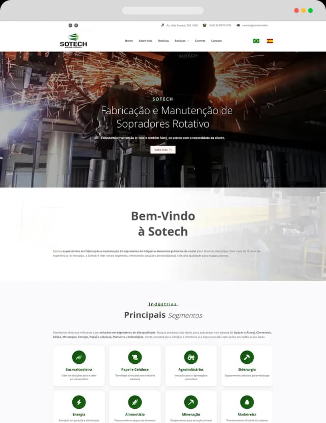 Site Sotech - Setor Sopradores e Elementos de Vazão